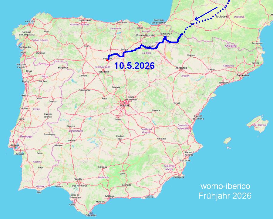 Reiseverlauf Frühjahr 2026 map