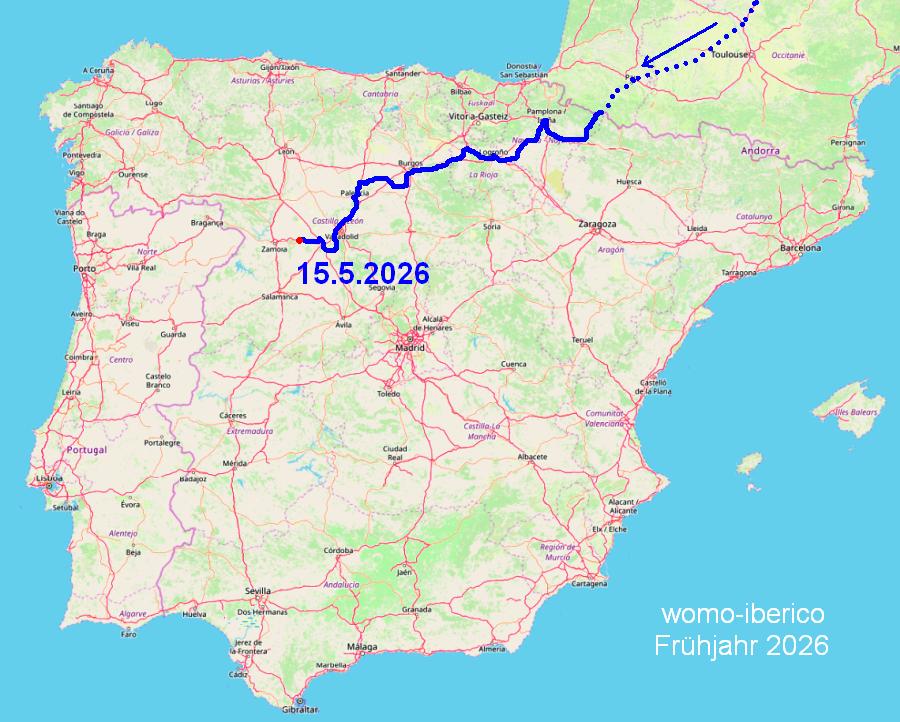 Reiseverlauf Frühjahr 2026 map