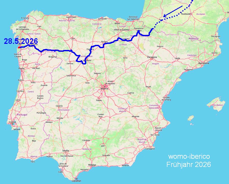 Reiseverlauf Frühjahr 2026 map
