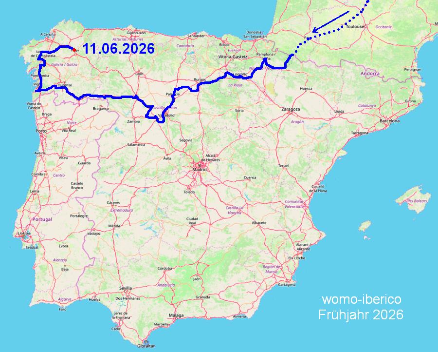 Reiseverlauf Frühjahr 2026 map