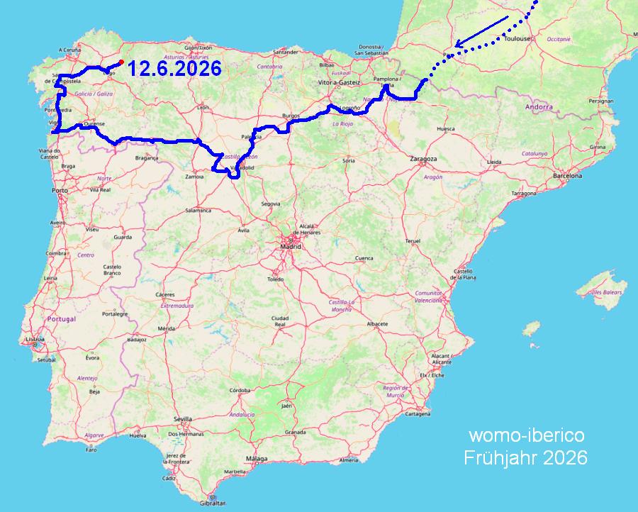 Reiseverlauf Frühjahr 2026 map