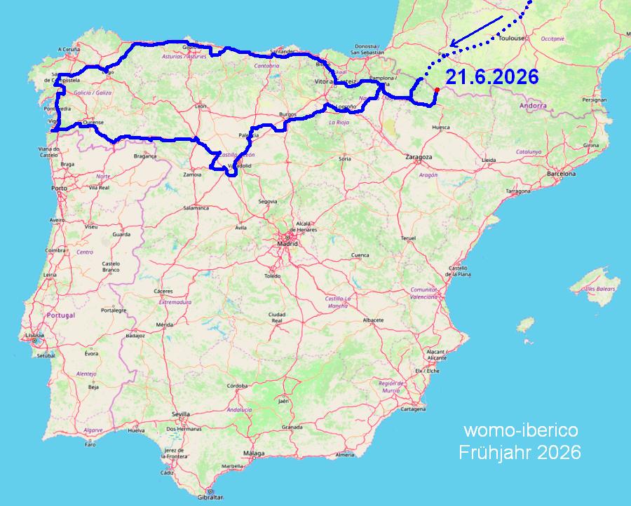 Reiseverlauf Frühjahr 2026 map