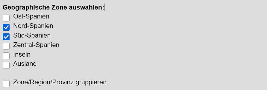 GeoZone Auswahl